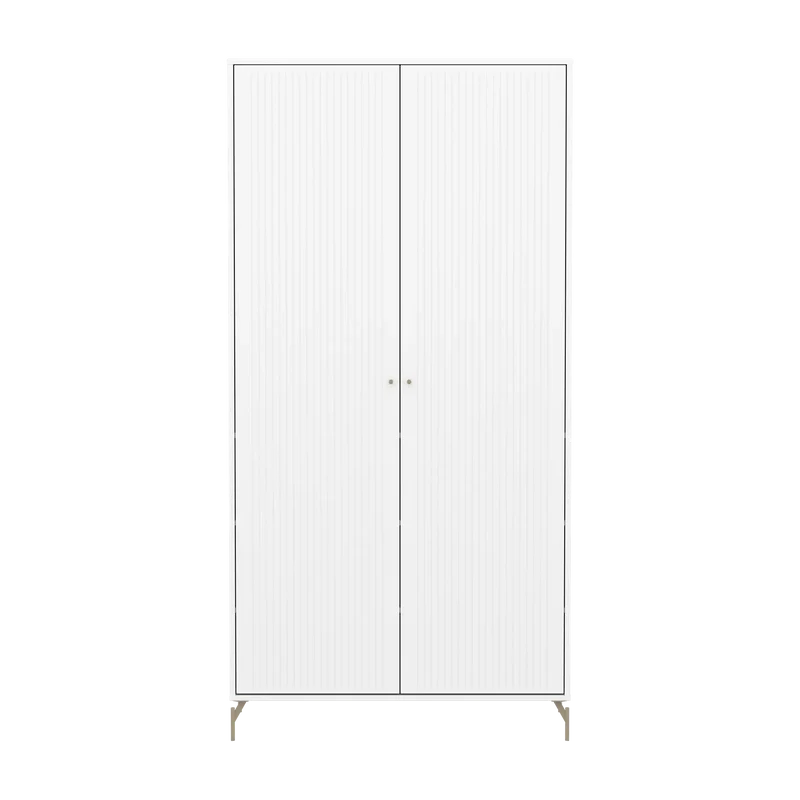 Flexa Saga Kleiderschrank, 2 Türen mit Rillen Weiss/Sand