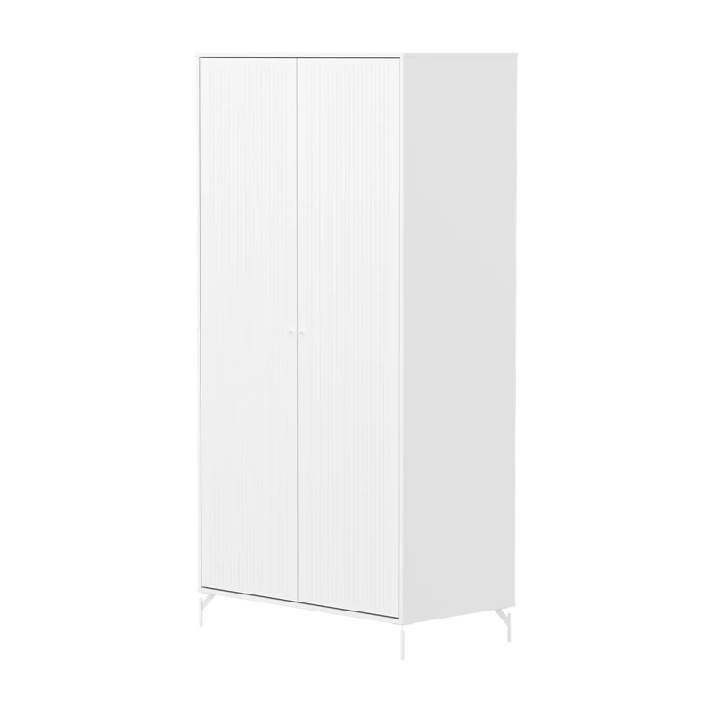 Flexa Saga Kleiderschrank, 2 Türen mit Rillen Weiss