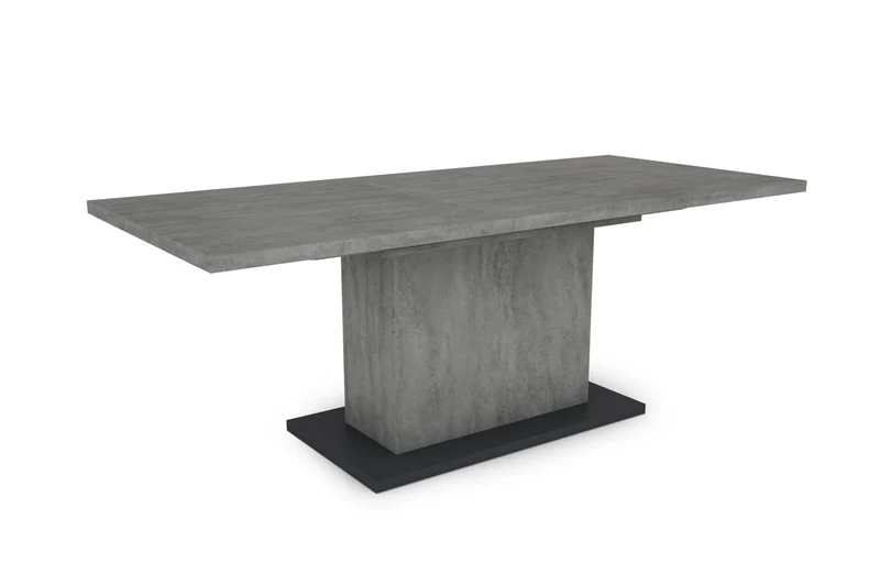 Esszimmertisch ATHEN / Light Atelier (Beton-Optik), Old Wood (Altholz-Optik) oder Artisan Eiche (Eiche-Optik) / großer Auszugstisch 160 cm bis 200 cm / Säulentisch mit Ausziehfunktion / Tisch mit Synchronauszug und Einlegeplatte / 160-200 x 90, H 75 cm