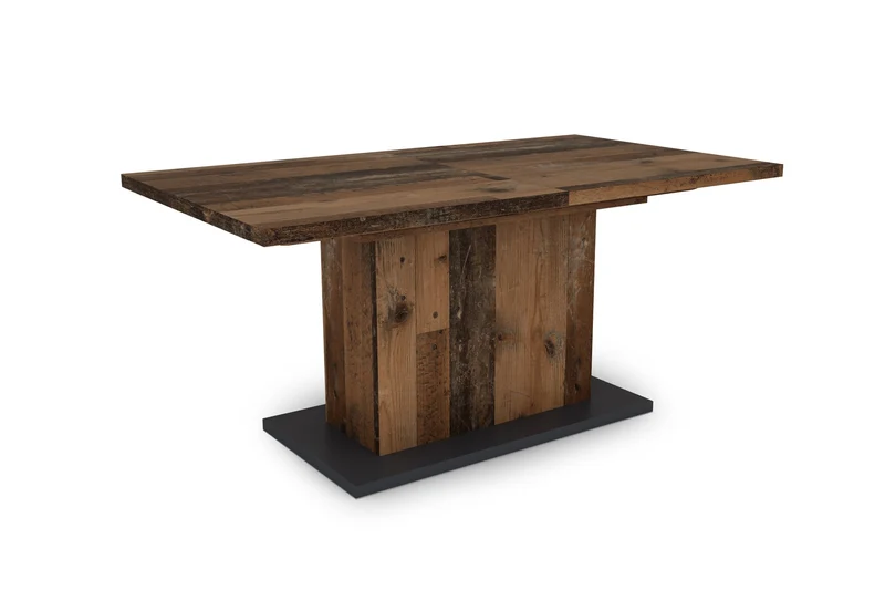 Esszimmertisch ATHEN / Light Atelier (Beton-Optik), Old Wood (Altholz-Optik) oder Artisan Eiche (Eiche-Optik) / großer Auszugstisch 160 cm bis 200 cm / Säulentisch mit Ausziehfunktion / Tisch mit Synchronauszug und Einlegeplatte / 160-200 x 90, H 75 cm