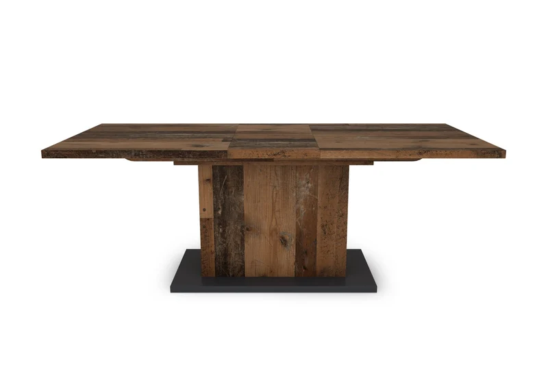 Esszimmertisch ATHEN / Light Atelier (Beton-Optik), Old Wood (Altholz-Optik) oder Artisan Eiche (Eiche-Optik) / großer Auszugstisch 160 cm bis 200 cm / Säulentisch mit Ausziehfunktion / Tisch mit Synchronauszug und Einlegeplatte / 160-200 x 90, H 75 cm