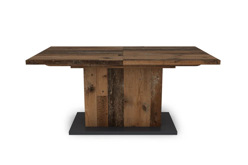 Esszimmertisch ATHEN / Light Atelier (Beton-Optik), Old Wood (Altholz-Optik) oder Artisan Eiche (Eiche-Optik) / großer Auszugstisch 160 cm bis 200 cm / Säulentisch mit Ausziehfunktion / Tisch mit Synchronauszug und Einlegeplatte / 160-200 x 90, H 75 cm
