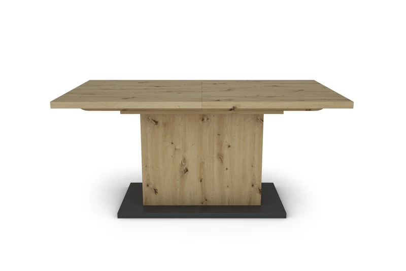 Esszimmertisch ATHEN / Light Atelier (Beton-Optik), Old Wood (Altholz-Optik) oder Artisan Eiche (Eiche-Optik) / großer Auszugstisch 160 cm bis 200 cm / Säulentisch mit Ausziehfunktion / Tisch mit Synchronauszug und Einlegeplatte / 160-200 x 90, H 75 cm