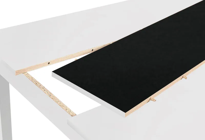 NORI Tisch, Breite 120, 140 oder 160 cm, Einlegeplatte schwarz/weiß, in Eiche-Optik, weiß oder Old-Wood-Optik