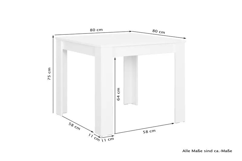 Esstisch Nepal / Moderner Küchentisch in Sonoma Eiche (Eiche-Optik), weiß oder Light Atelier (Beton-Optik) / Platzsparender Tisch / 80 x 80, H 75, 90 x 90, H 75, 120 x 80, H 75 oder 140 x 80, H 75 cm