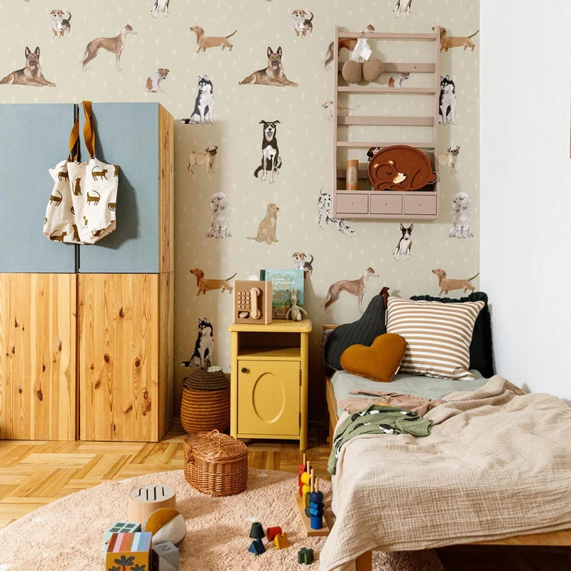 Dekornik Tapete Hunde are The Best Beige with Dots Streifen 100 x 280