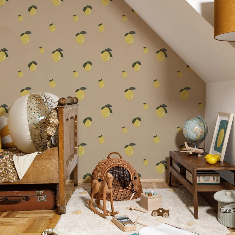 Dekornik Tapete Little Lemons Beige Streifen 50 x 280