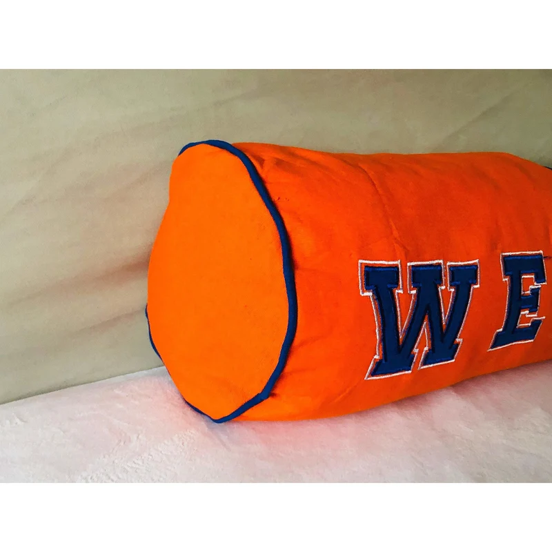 Orange Appliqué Monogram Bolster Pillow Covers