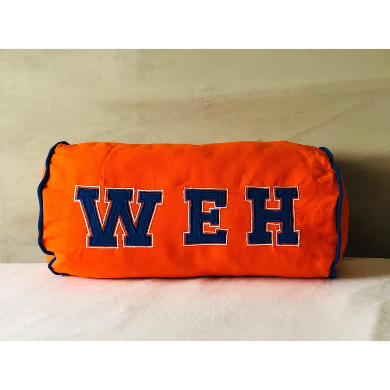 Orange Appliqué Monogram Bolster Pillow Covers