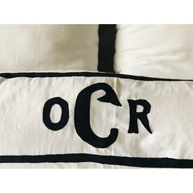White Rectangle Long White Monogrammed Pillow Covers