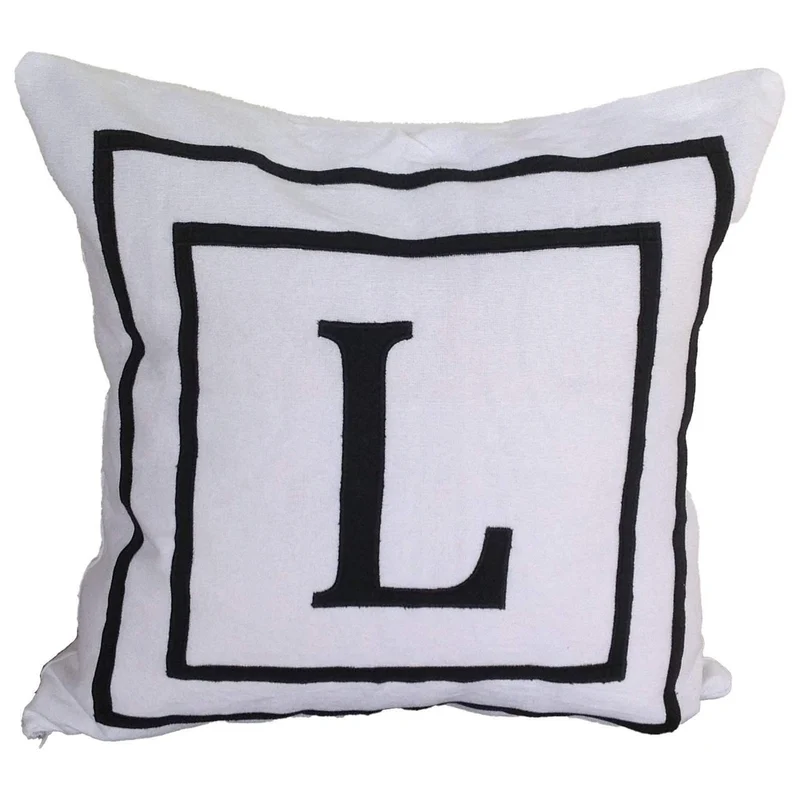 Alphabet White Decorative Pillow Covers, Square Accent Throw pillow