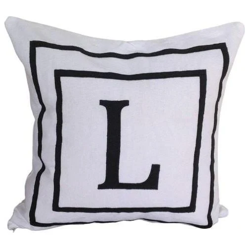 Alphabet White Decorative Pillow Covers, Square Accent Throw pillow