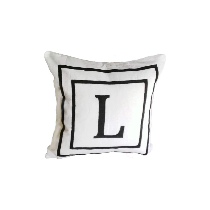 Alphabet White Decorative Pillow Covers, Square Accent Throw pillow