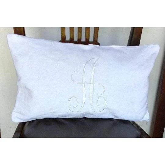 White Personalized Lumbar Monogram Sofa throw pillows, White Monogrammed throw pillow cover