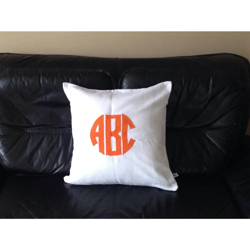 Monogrammed Sofa Pillows, White Monogram Throw Pillows