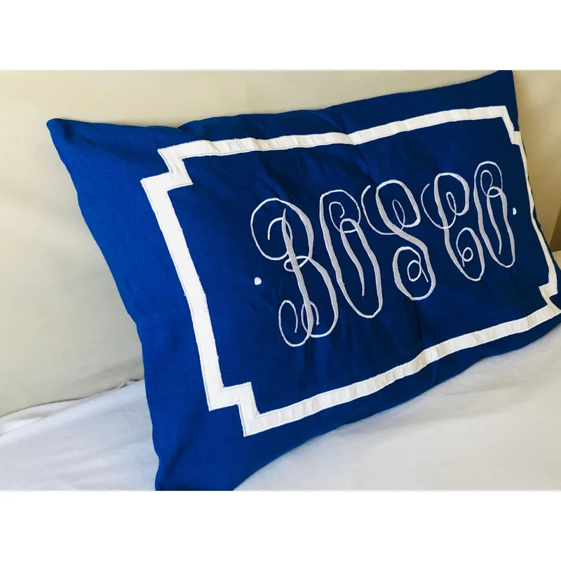 Monogrammed Pillow Shams, Lumbar 20x36 Pillow Cover