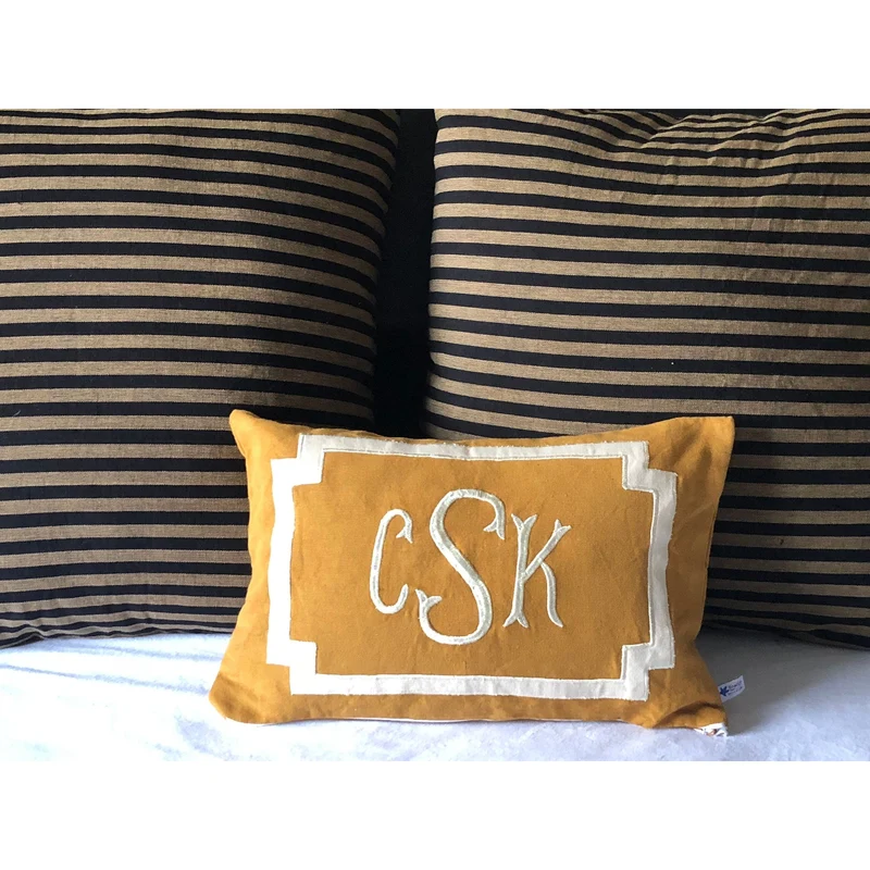 Fall Pillows, Wedding Gift, Monogrammed Lumbar Pillows