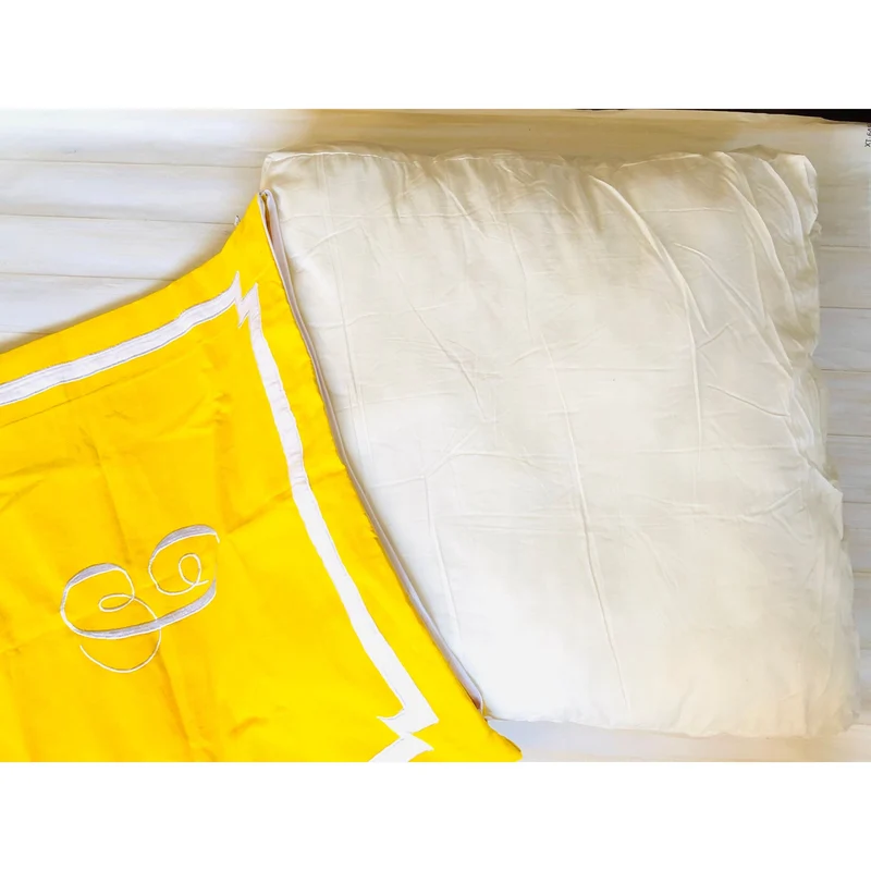 Letter Yellow Embroidered Pillow Cover, Yellow Large Floor Pillow Covers