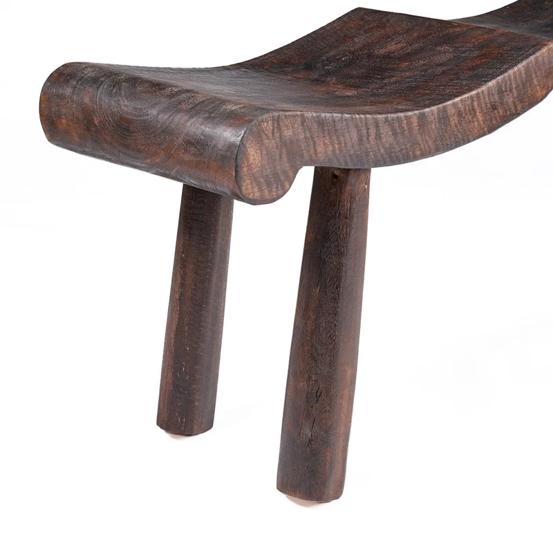 Banc en bois de manguier massif marron foncé 155x35x50cm Lombok Wave - Bazar Bizar