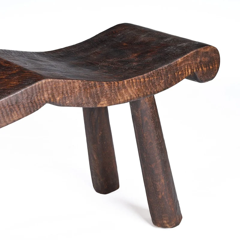 Banc en bois de manguier massif marron foncé 155x35x50cm Lombok Wave - Bazar Bizar