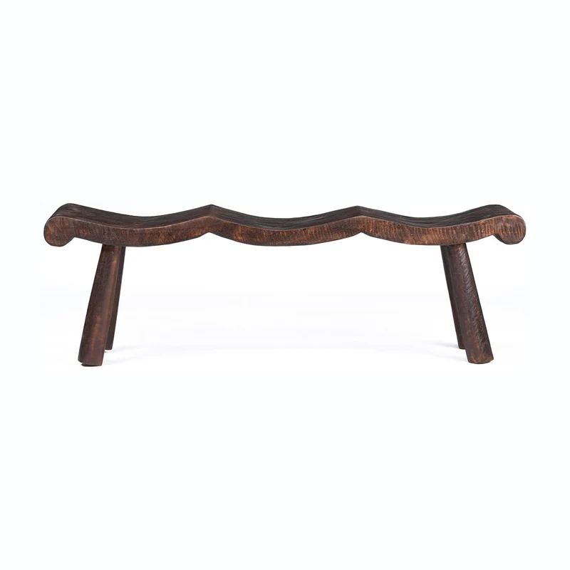 Banc en bois de manguier massif marron foncé 155x35x50cm Lombok Wave - Bazar Bizar