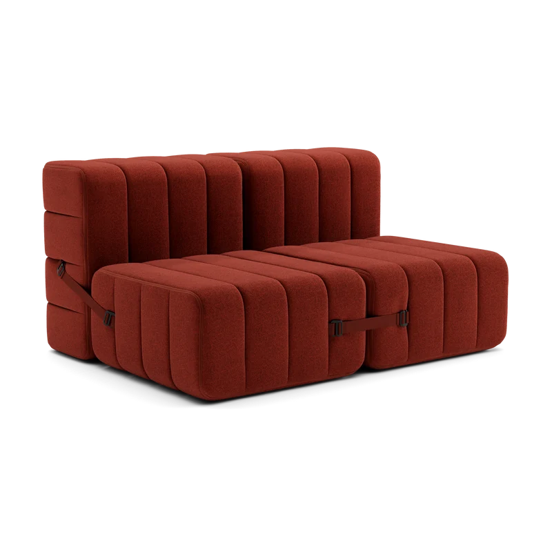Canapé modulable 2 places en tissu Dama en laine recyclée rouge 136x102x68cm Curt - Ambivalenz