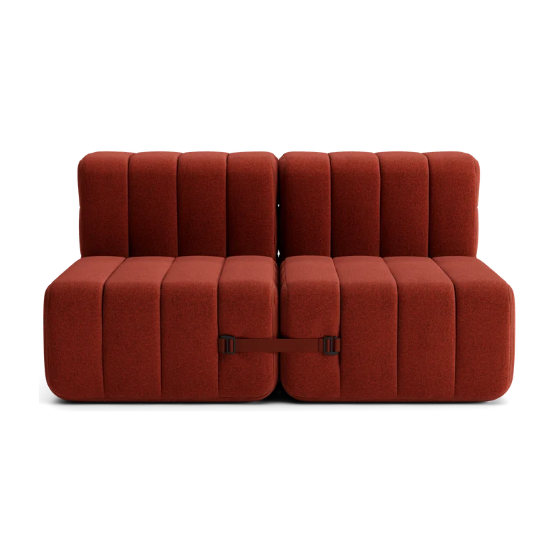 Canapé modulable 2 places en tissu Dama en laine recyclée rouge 136x102x68cm Curt - Ambivalenz