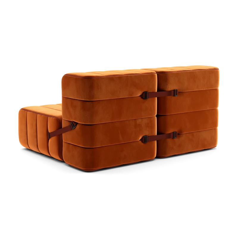 Canapé modulable 2 places en velours Barcelone rouge 136x102x68cm Curt - Ambivalenz