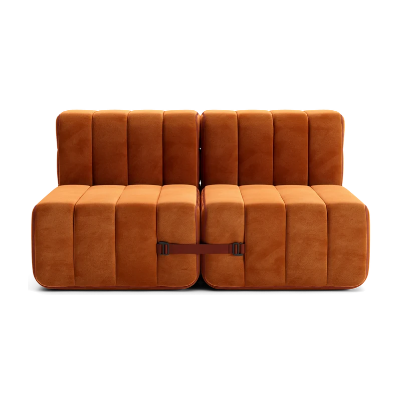 Canapé modulable 2 places en velours Barcelone rouge 136x102x68cm Curt - Ambivalenz