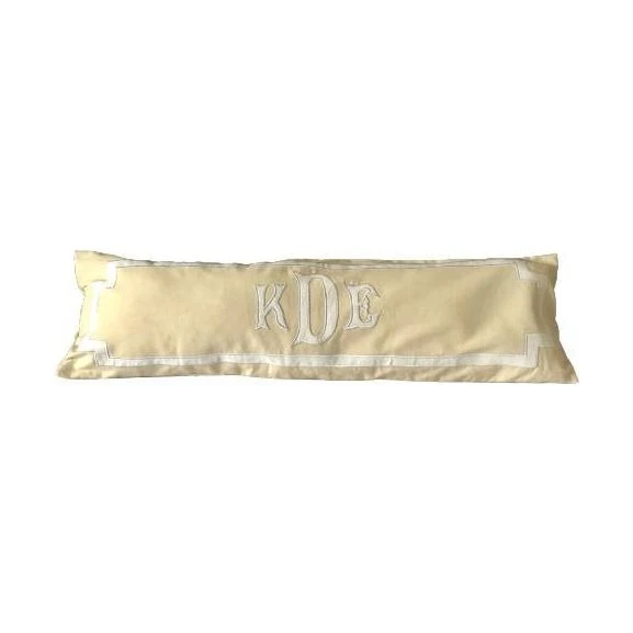 Applique Monogram Long Lumbar Pillow, Queen/King Bed Pillow