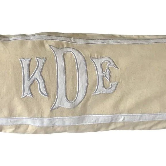 Applique Monogram Long Lumbar Pillow, Queen/King Bed Pillow