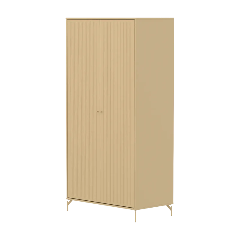 Flexa Saga Kleiderschrank, 2 Türen mit Rillen Sand