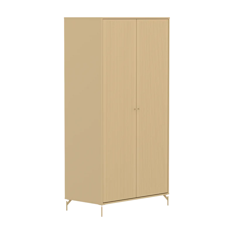 Flexa Saga Kleiderschrank, 2 Türen mit Rillen Sand