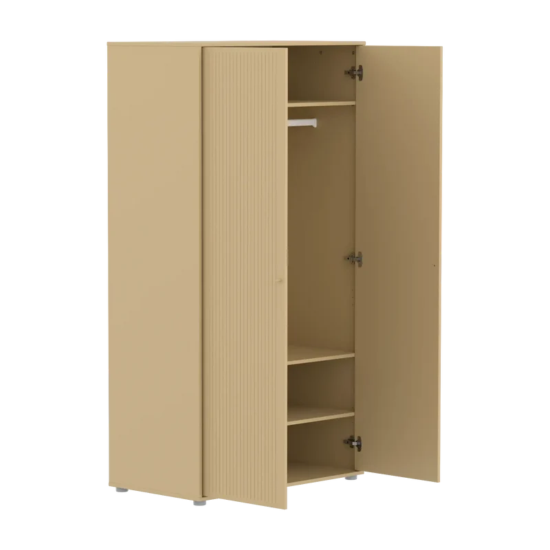 Flexa Saga Kleiderschrank, 2 Türen mit Rillen Sand