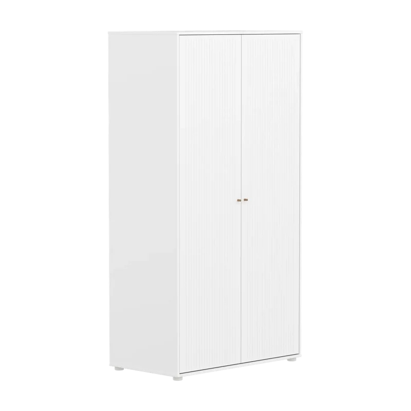 Flexa Saga Kleiderschrank, 2 Türen mit Rillen Weiss/Eiche