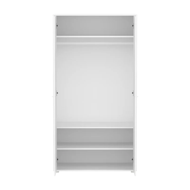 Flexa Saga Kleiderschrank, 2 Türen mit Rillen Weiss/Eiche