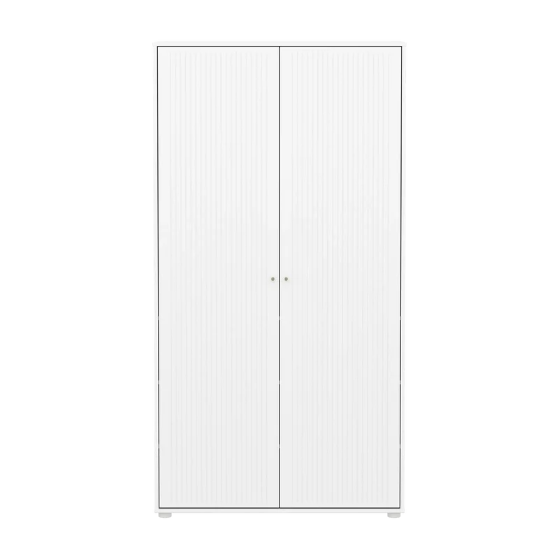Flexa Saga Kleiderschrank, 2 Türen mit Rillen Weiss/Sand