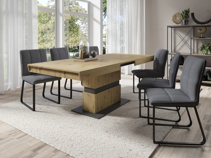 Esszimmertisch MATTHEW / Küchen-Tisch 160 cm mit Auszugsfunktion auf 215 cm / Auszugstisch Artisan Eiche, Light Atelier oder Old Wood / Esstisch ausziehbar mit Einlegeplatte / 160-215 x 90, H 75 cm