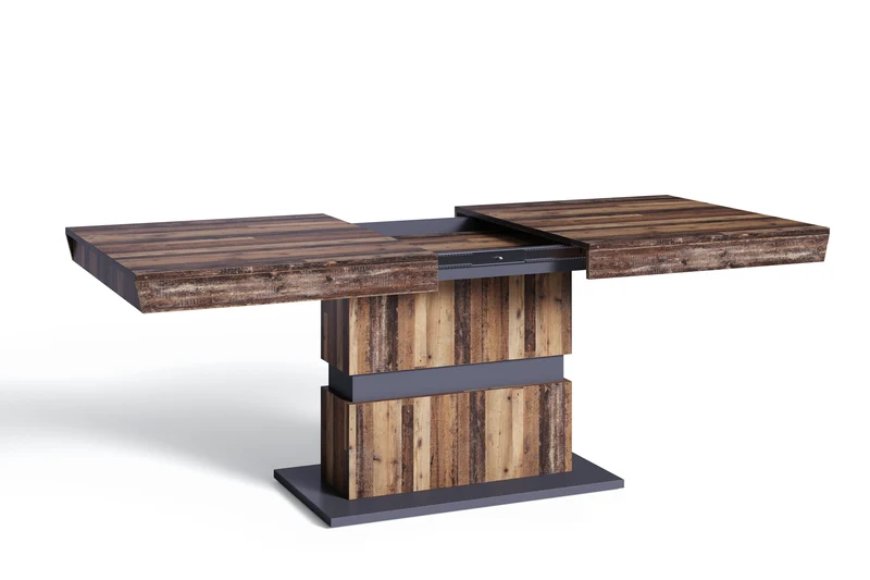 Esszimmertisch MATTHEW / Küchen-Tisch 140 cm mit Auszugsfunktion auf 195 cm / Auszugstisch Light Atelier oder Old Wood / Esstisch ausziehbar mit Einlegeplatte / 140-195 x 90, H 75 cm