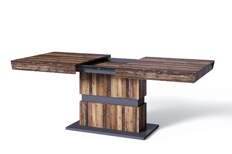 Esszimmertisch MATTHEW / Küchen-Tisch 140 cm mit Auszugsfunktion auf 195 cm / Auszugstisch Light Atelier oder Old Wood / Esstisch ausziehbar mit Einlegeplatte / 140-195 x 90, H 75 cm