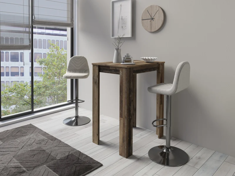 Bartisch Nele / Industrial-Look Küchentisch in Old Wood-Optik / Hoher Esstisch / 80 x 60, H 104 cm