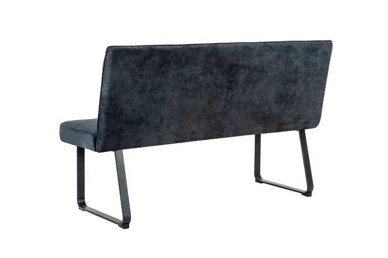 Bank Talea / Moderne Sitzbank mit einem Webstoff-Bezug in dunkelgrau oder hellgrau / Metall Gestell schwarz pulverbeschichtet / Bank mit Rückenlehne / B 140 oder 160, H 92, T 59 cm