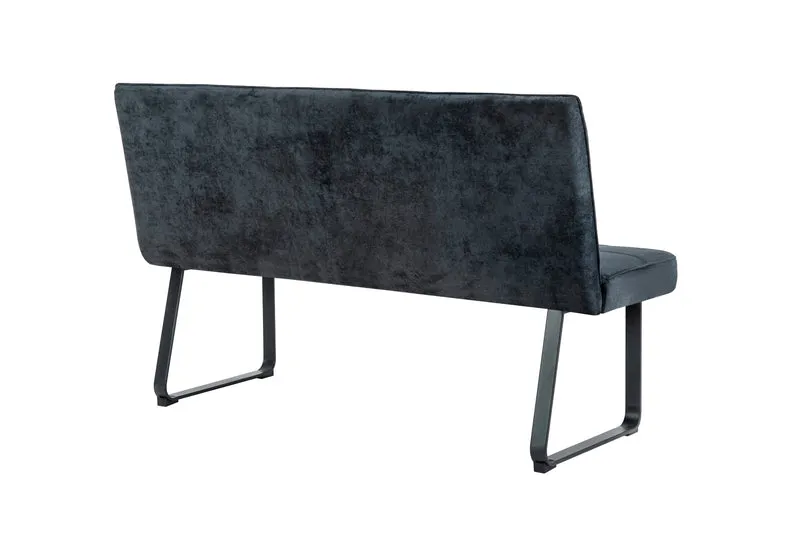 Bank Talea / Moderne Sitzbank mit einem Webstoff-Bezug in dunkelgrau oder hellgrau / Metall Gestell schwarz pulverbeschichtet / Bank mit Rückenlehne / B 140 oder 160, H 92, T 59 cm