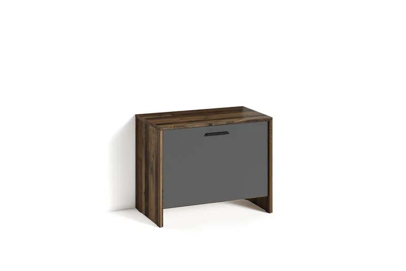 Sitzbank BEN / Schuhschrank in Artisan Eiche (Eiche-Optik), Old Wood (Altholz-Optik) oder weiß / kleine Flur-Kommode mit Klappe und Einlegeboden / B 60, H 48, T 35 cm