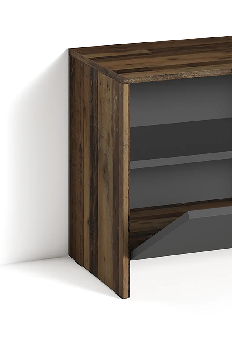 Sitzbank BEN / Schuhschrank in Artisan Eiche (Eiche-Optik), Old Wood (Altholz-Optik) oder weiß / kleine Flur-Kommode mit Klappe und Einlegeboden / B 60, H 48, T 35 cm