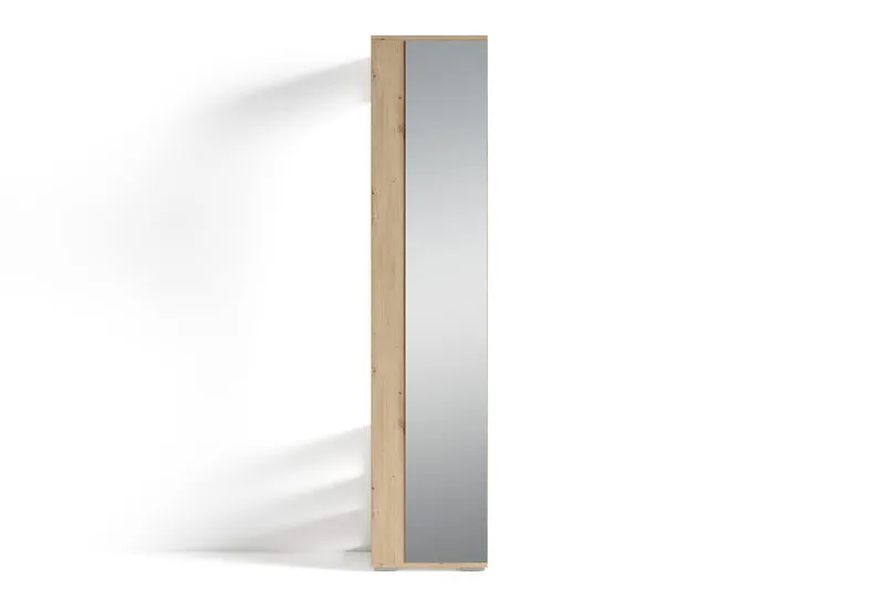 Flurgarderobe BEN / Garderobe Artisan Eiche (Eiche-Optik), Old Wood (Altholz-Optik), weiß oder anthrazit / mit Spiegel / Spiegelschrank für den Flur mit Kleiderstange und Ablage / B 40, H 184, T 35 cm