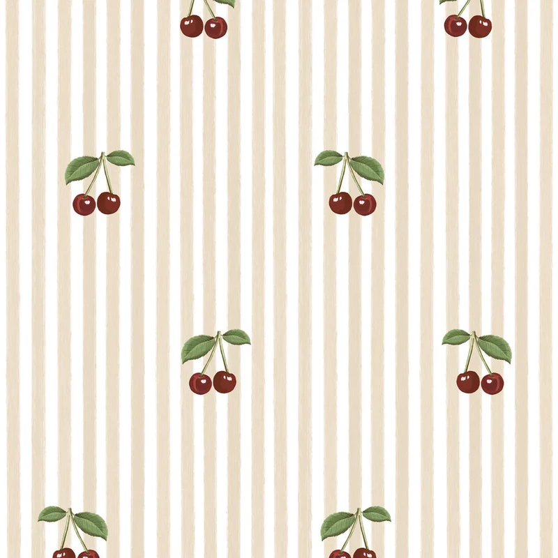 Dekornik Tapete Little Kirschen on Beige Streifen Streifen 50 x 280