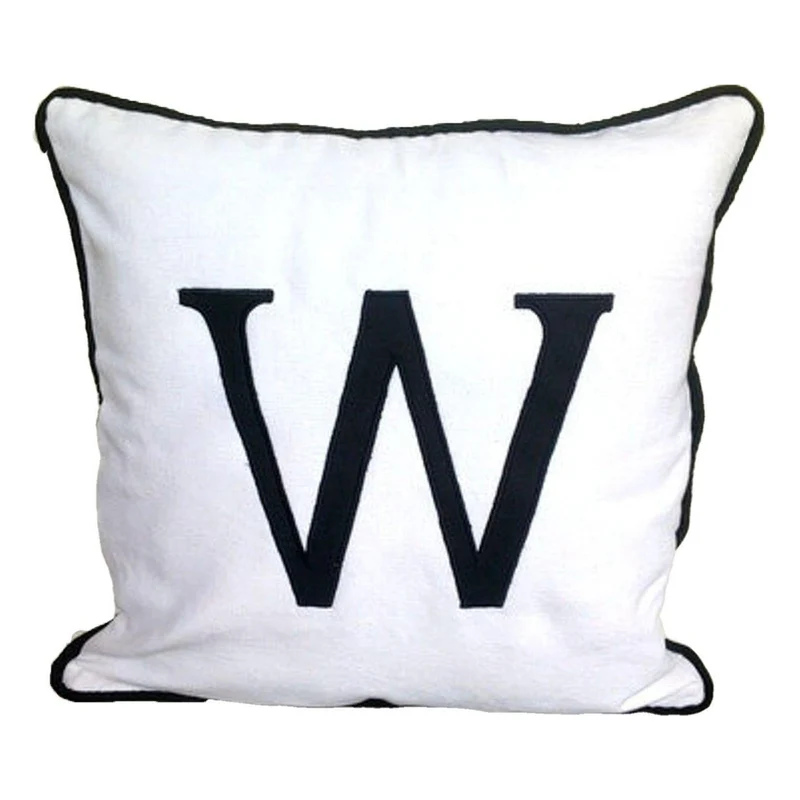 White Black Throw Pillows with piping