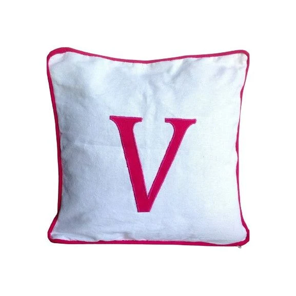 Large Decorative Monogram Throw Pillows with Piping, 26x26