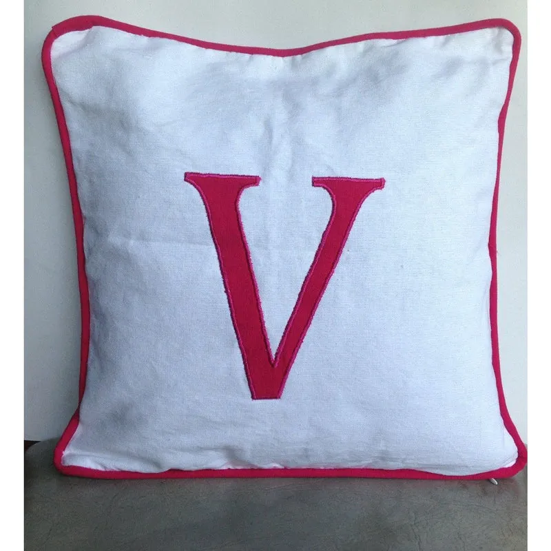 Large Decorative Monogram Throw Pillows with Piping, 26x26